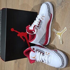 NEW Nike Youth sz 4 Air Jordan 3 Retro White Cardinal Red